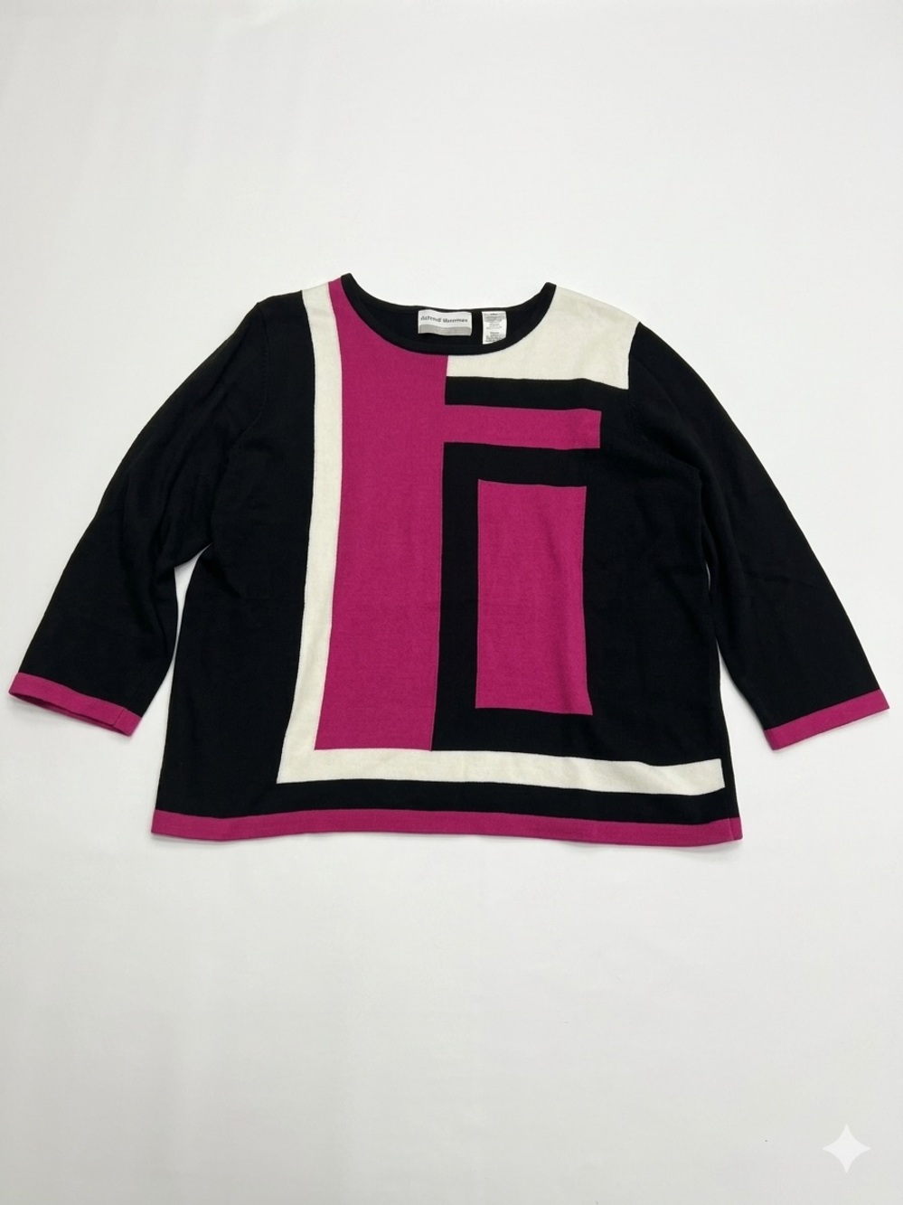 Alfred Dunner Vintage Geometric Colorblock Knit Sweater PXL